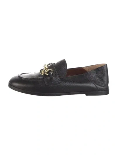 Pre-owned See By Chloé Leather Chain-link Accents Loafers In Black
