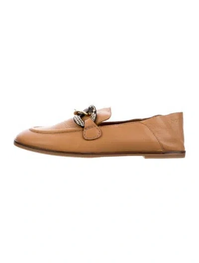 Pre-owned See By Chloé Leather Chain-link Accents Loafers In Neutral