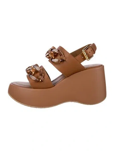 Pre-owned See By Chloé Leather Chain-link Accents Sandals In Brown