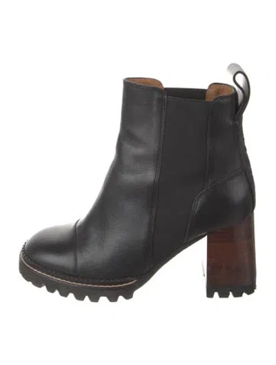 Pre-owned See By Chloé Leather Chelsea Boots In Black