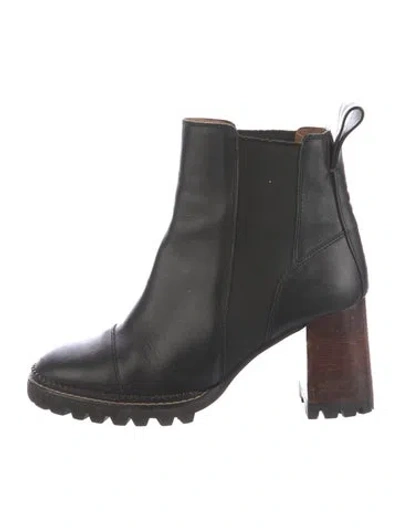 Pre-owned See By Chloé Leather Chelsea Boots In Black