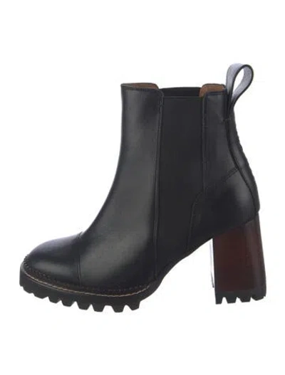 Pre-owned See By Chloé Leather Chelsea Boots In Blue