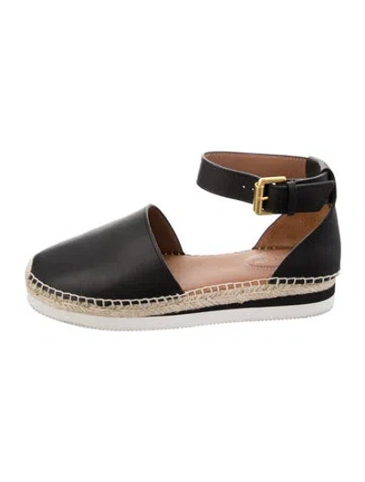 Pre-owned See By Chloé Leather Colorblock Pattern D'orsay Flats In Black