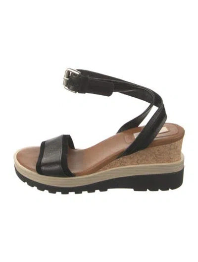 Pre-owned See By Chloé Leather Colorblock Pattern Espadrilles In Black