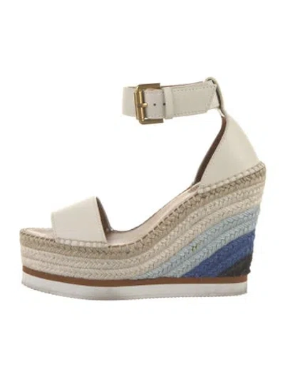 Pre-owned See By Chloé Leather Colorblock Pattern Espadrilles In Black