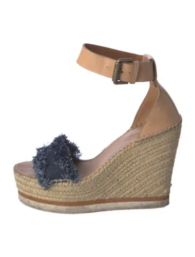 Pre-owned See By Chloé Leather Colorblock Pattern Espadrilles In Blue