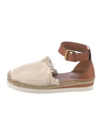 Pre-owned See By Chloé Leather Colorblock Pattern Espadrilles In Brown