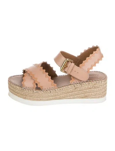 Pre-owned See By Chloé Leather Colorblock Pattern Espadrilles In Neutral