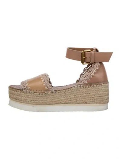 Pre-owned See By Chloé Leather Colorblock Pattern Espadrilles In Silver