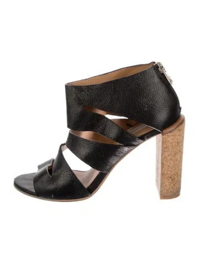 Pre-owned See By Chloé Leather Colorblock Pattern Gladiator Sandals In Black
