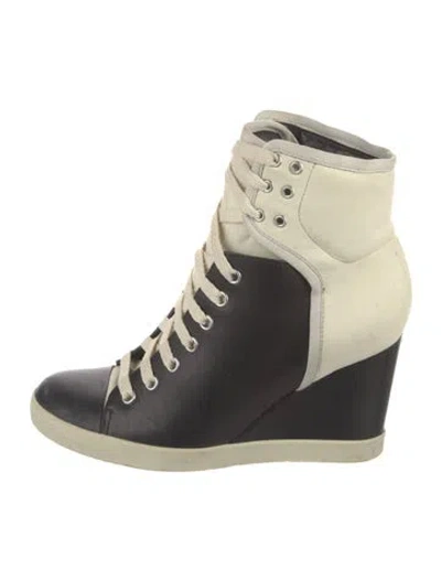 Pre-owned See By Chloé Leather Colorblock Pattern Lace-up Boots In Multi