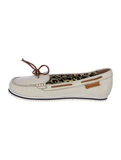 Pre-owned See By Chloé Leather Colorblock Pattern Moccasins In White