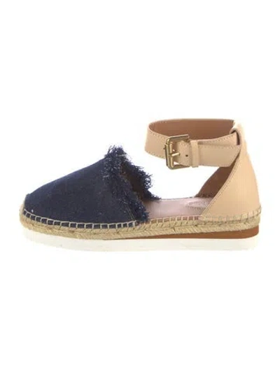 Pre-owned See By Chloé Leather Colorblock Pattern Mules In Blue