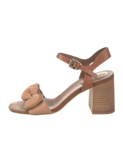 Pre-owned See By Chloé Leather Colorblock Pattern Sandals In Brown
