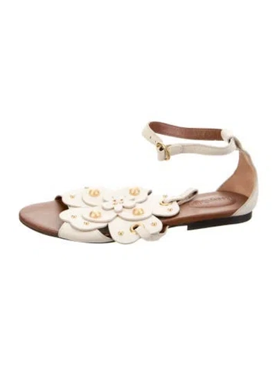 Pre-owned See By Chloé Leather Colorblock Pattern Sandals In Gold