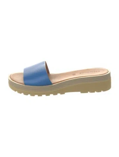 Pre-owned See By Chloé Leather Colorblock Pattern Slides In Black