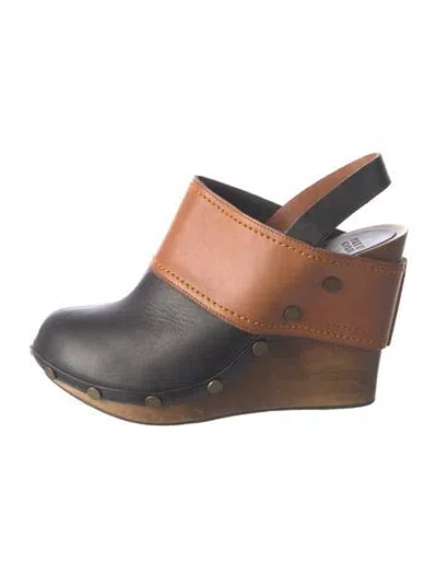 Pre-owned See By Chloé Leather Colorblock Pattern Slingback Sandals In Brown