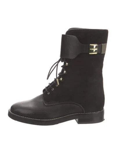 Pre-owned See By Chloé Leather Combat Boots In Black
