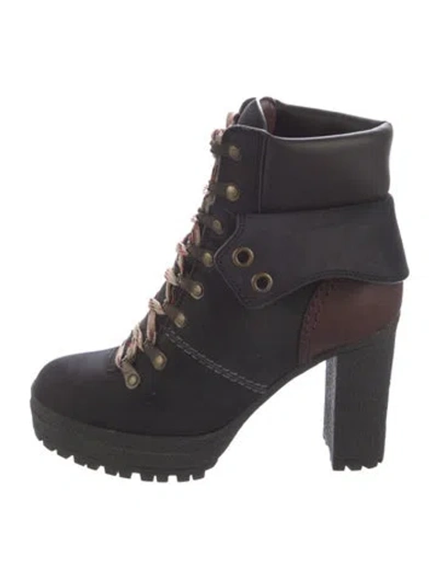 Pre-owned See By Chloé Leather Combat Boots In Black