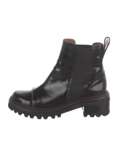 Pre-owned See By Chloé Leather Combat Boots In Black