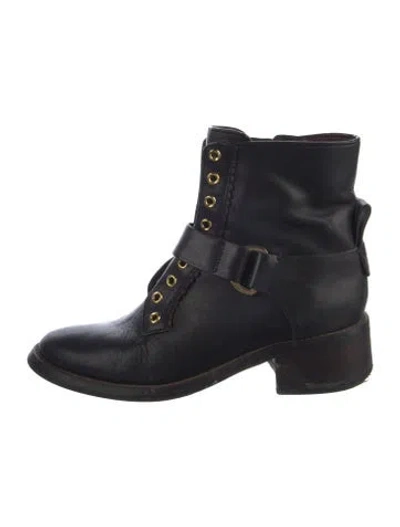 Pre-owned See By Chloé Leather Combat Boots In Blue
