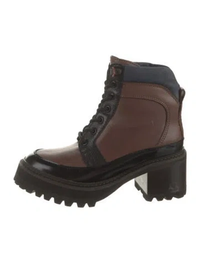 Pre-owned See By Chloé Leather Combat Boots In Brown