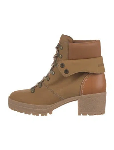 Pre-owned See By Chloé Leather Combat Boots In Neutral