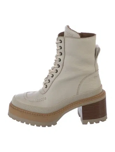 Pre-owned See By Chloé Leather Combat Boots In Neutral