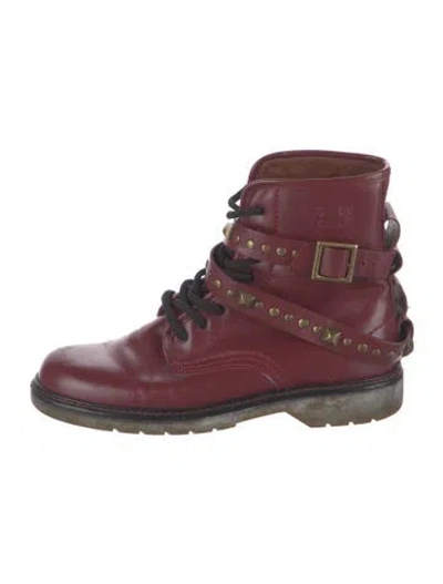 Pre-owned See By Chloé Leather Combat Boots In Red