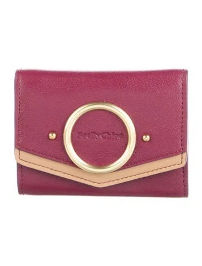Pre-owned See By Chloé Leather Compact Wallet In Purple