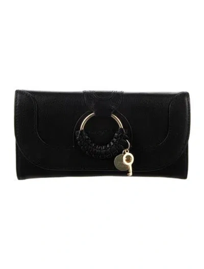 Pre-owned See By Chloé Leather Continental Wallet In Black