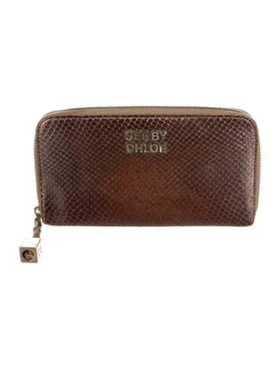 Pre-owned See By Chloé Leather Continental Wallet In Brown