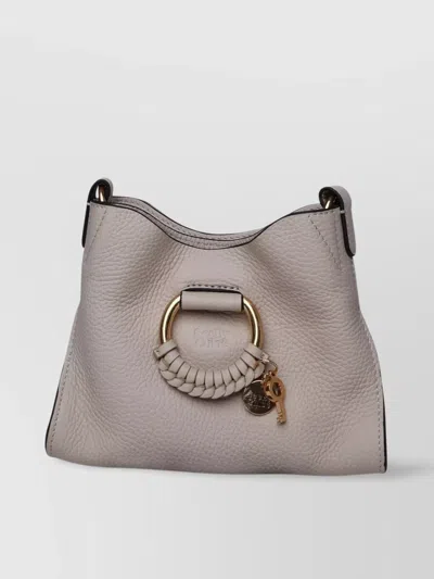 See By Chloé Leather Cross-body Bag External Pocket In Gray