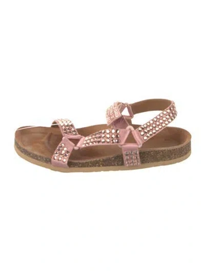 Pre-owned See By Chloé Leather Crystal Embellishments Slides In Pink