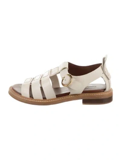 Pre-owned See By Chloé Leather Cutout Accent Gladiator Sandals In Neutrals