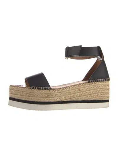 Pre-owned See By Chloé Leather Espadrilles In Black