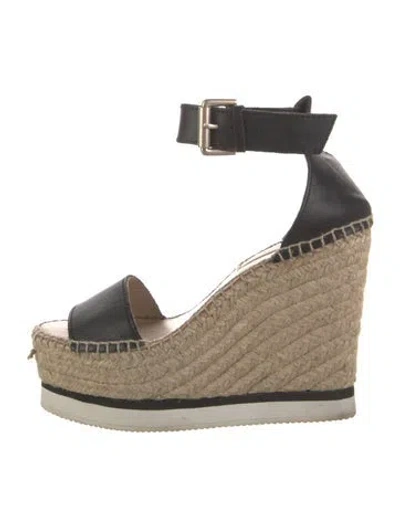 Pre-owned See By Chloé Leather Espadrilles In Black