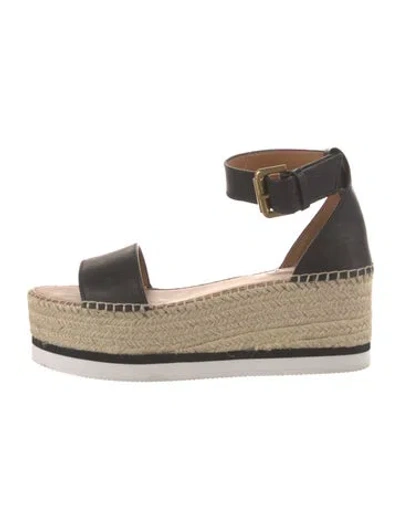 Pre-owned See By Chloé Leather Espadrilles In Black