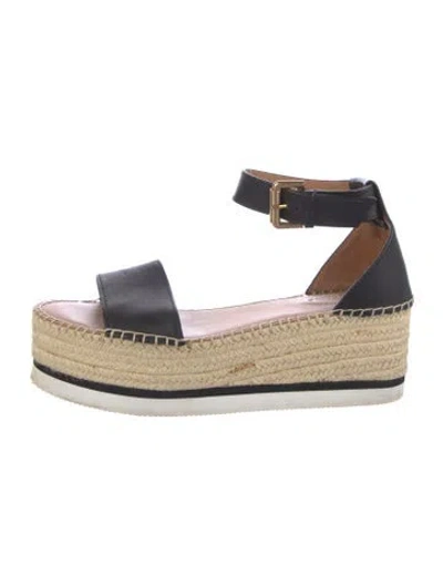 Pre-owned See By Chloé Leather Espadrilles In Black