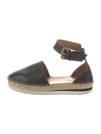 Pre-owned See By Chloé Leather Espadrilles In Black