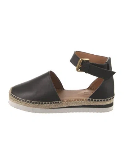 Pre-owned See By Chloé Leather Espadrilles In Black