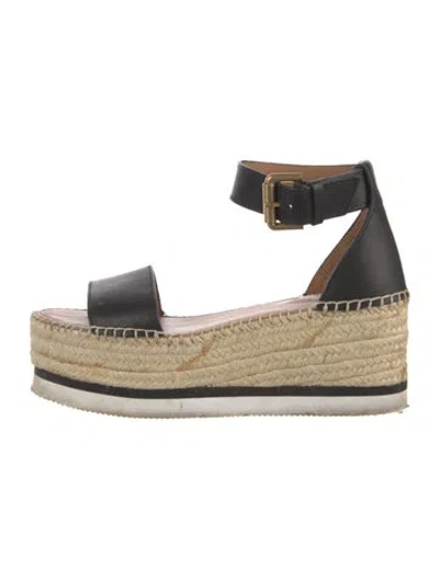Pre-owned See By Chloé Leather Espadrilles In Black