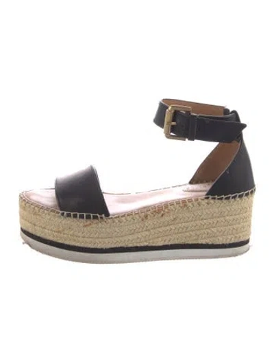 Pre-owned See By Chloé Leather Espadrilles In Black