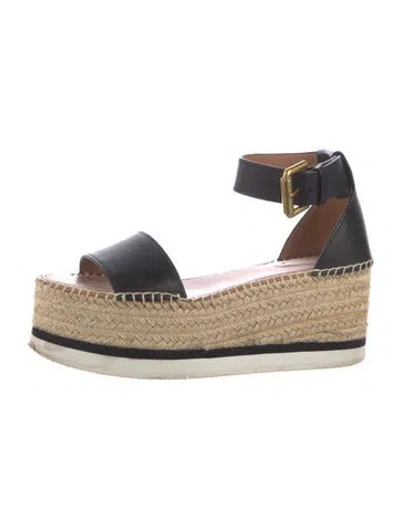 Pre-owned See By Chloé Leather Espadrilles In Black