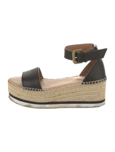 Pre-owned See By Chloé Leather Espadrilles In Black