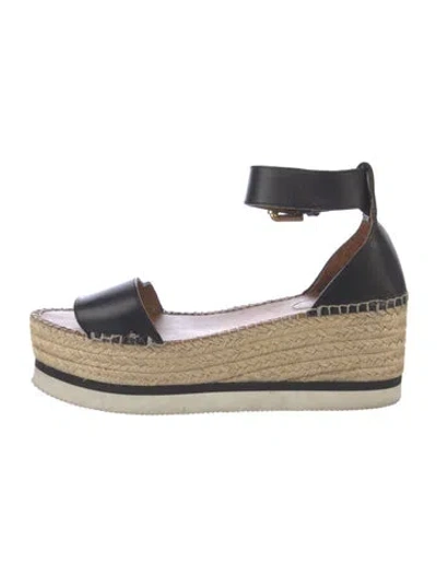 Pre-owned See By Chloé Leather Espadrilles In Black
