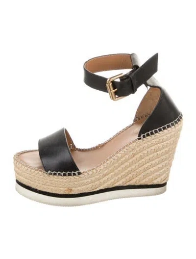 Pre-owned See By Chloé Leather Espadrilles In Black