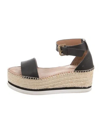 Pre-owned See By Chloé Leather Espadrilles In Black
