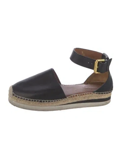 Pre-owned See By Chloé Leather Espadrilles In Black