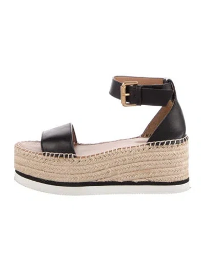 Pre-owned See By Chloé Leather Espadrilles In Black